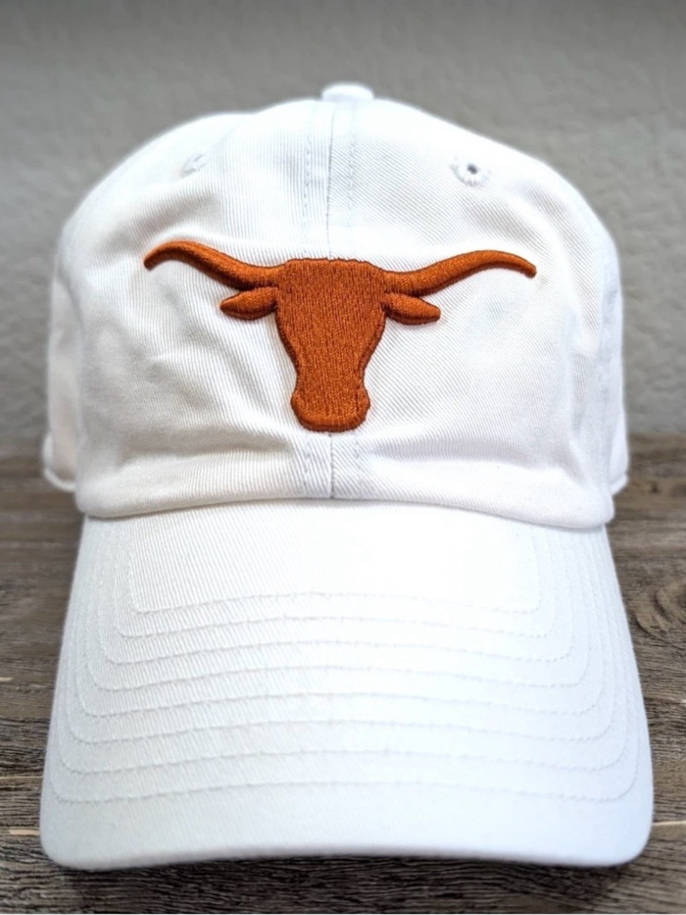 47 White Cap with Orange Longhorn Logo Tab